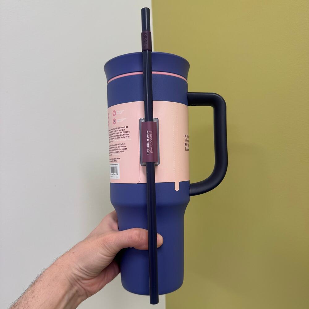 Owala Stainless Steel Insulated Straw Cup 40 oz Tumbler Blue Jay Purple Pink NEW - Picture 2 of 10